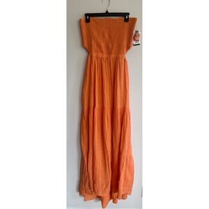 RIP CURL Premium Surf Strapless Maxi Dress - Orange Size M Summer Beach Surf